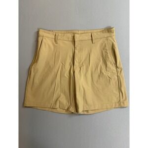 Mens Khaki Chino Shorts Flat Front Size 32x32 Casual Everyday Wear